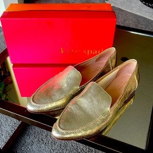 Gold loafers